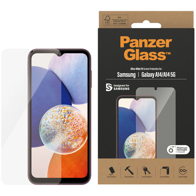 PanzerGlass Screen Protector Samsung Galaxy A14 | A14 5G | Ultra-Wide Fit
