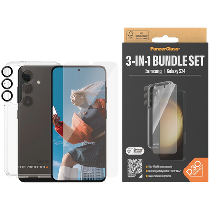 PanzerGlass 3-in-1 Protection Pack Samsung Galaxy S 2024 | Ultra-Wide Fit