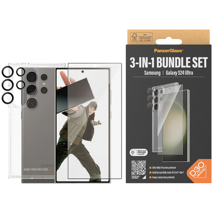 PanzerGlass 3-in-1 Protection Pack Samsung Galaxy S 2024 Ultra | Ultra-Wide Fit