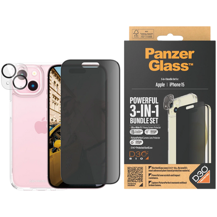 PanzerGlass 3-in-1 Pack iPhone 15