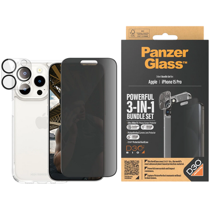 PanzerGlass 3-in-1 Pack iPhone 15 Pro