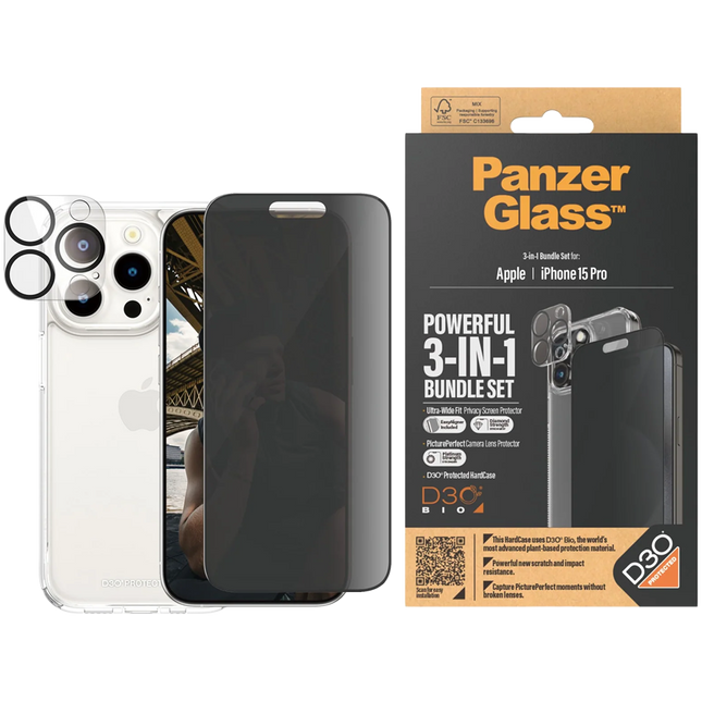 PanzerGlass 3-in-1 Pack iPhone 15 Pro