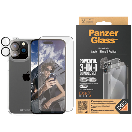 PanzerGlass 3-in-1 Pack iPhone 15 Pro Max