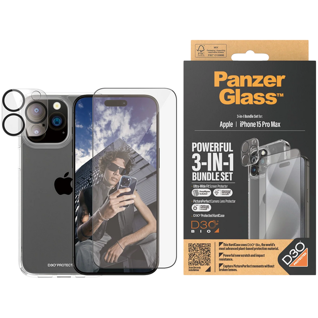 PanzerGlass 3-in-1 Pack iPhone 15 Pro Max