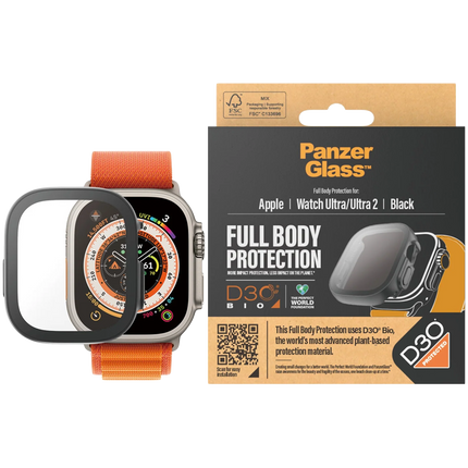 PanzerGlass Screen Protector Full Body with D3O Apple Watch Ultra | 49mm | Black