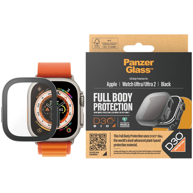 PanzerGlass Screen Protector Full Body with D3O Apple Watch Ultra | 49mm | Black