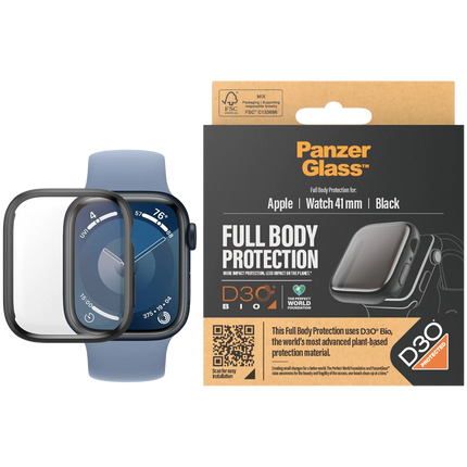 PanzerGlass Screen Protector Full Body Apple Watch Series 9 with D3O | 41mm | Black