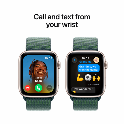 Apple Watch SE GPS 44mm Starlight Aluminium Case with Lake Green Sport Loop,Model A2723