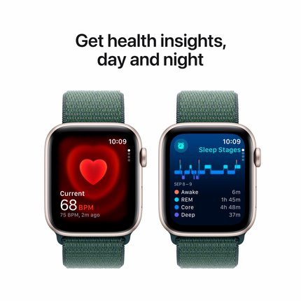 Apple Watch SE GPS 44mm Starlight Aluminium Case with Lake Green Sport Loop,Model A2723