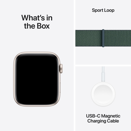 Apple Watch SE GPS 44mm Starlight Aluminium Case with Lake Green Sport Loop,Model A2723