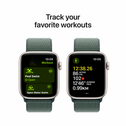 Apple Watch SE GPS 40mm Starlight Aluminium Case with Lake Green Sport Loop,Model A2722