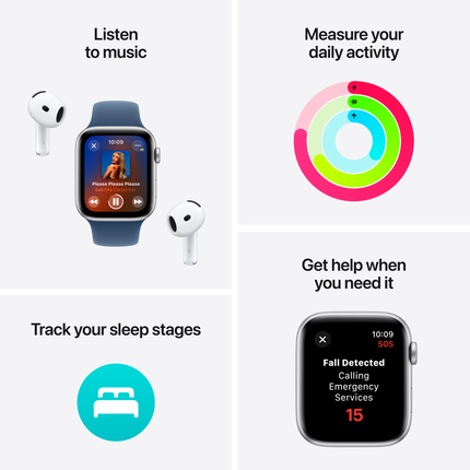 Apple Watch SE GPS 44mm Starlight Aluminium Case with Starlight Sport Band - S/M,Model A2723