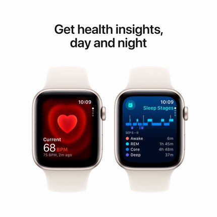 Apple Watch SE GPS 44mm Starlight Aluminium Case with Starlight Sport Band - S/M,Model A2723