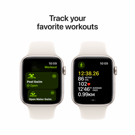 Apple Watch SE GPS 44mm Starlight Aluminium Case with Starlight Sport Band - S/M,Model A2723