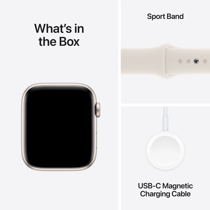 Apple Watch SE GPS 44mm Starlight Aluminium Case with Starlight Sport Band - S/M,Model A2723
