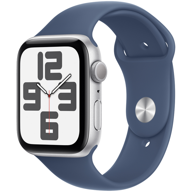 Apple Watch SE GPS 40mm Silver Aluminium Case with Denim Sport Band - M/L,Model A2722
