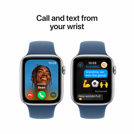 Apple Watch SE GPS 40mm Silver Aluminium Case with Denim Sport Band - M/L,Model A2722