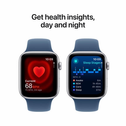 Apple Watch SE GPS 40mm Silver Aluminium Case with Denim Sport Band - M/L,Model A2722