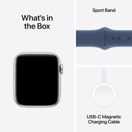 Apple Watch SE GPS 40mm Silver Aluminium Case with Denim Sport Band - S/M,Model A2722