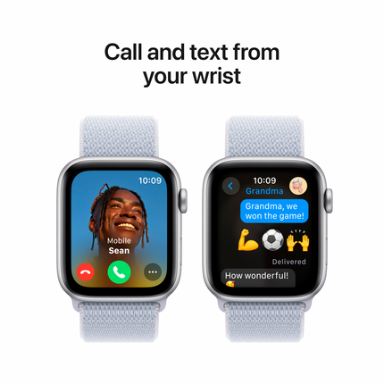 Apple Watch SE GPS 40mm Silver Aluminium Case with Blue Cloud Sport Loop,Model A2722