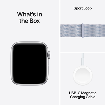 Apple Watch SE GPS 40mm Silver Aluminium Case with Blue Cloud Sport Loop,Model A2722