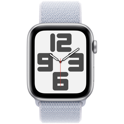 Apple Watch SE GPS 44mm Silver Aluminium Case with Blue Cloud Sport Loop,Model A2723