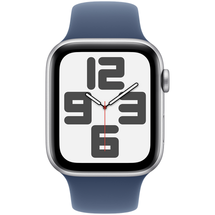 Apple Watch SE GPS + Cellular 44mm Silver Aluminium Case with Denim Sport Band - S/M,Model A2724