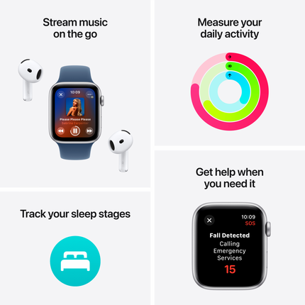 Apple Watch SE GPS + Cellular 44mm Midnight Aluminium Case with Ink Sport Loop,Model A2724