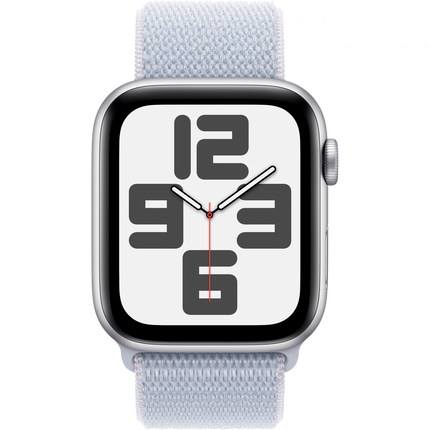 Apple Watch SE GPS + Cellular 44mm Silver Aluminium Case with Blue Cloud Sport Loop,Model A2724