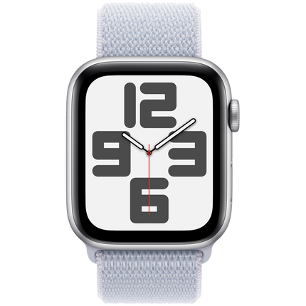 Apple Watch SE GPS + Cellular 44mm Silver Aluminium Case with Blue Cloud Sport Loop,Model A2724