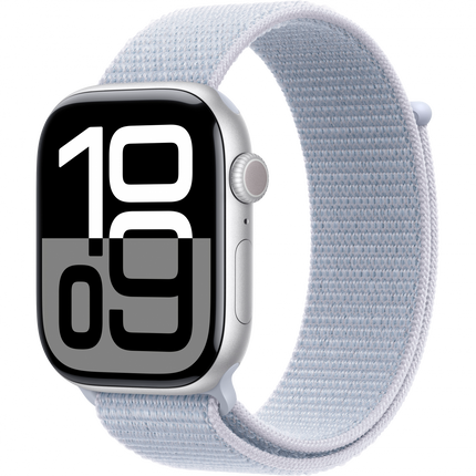Apple Watch Series 10 GPS 46mm Silver Aluminium Case with Blue Cloud Sport Loop,Model A2999