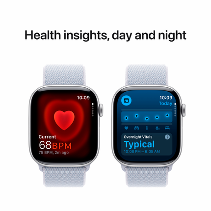 Apple Watch Series 10 GPS 46mm Silver Aluminium Case with Blue Cloud Sport Loop,Model A2999