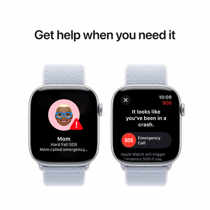 Apple Watch Series 10 GPS 46mm Silver Aluminium Case with Blue Cloud Sport Loop,Model A2999