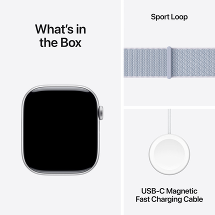 Apple Watch Series 10 GPS 46mm Silver Aluminium Case with Blue Cloud Sport Loop,Model A2999