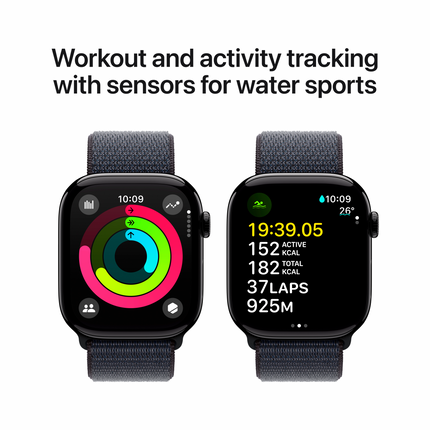 Apple Watch Series 10 GPS 42mm Jet Black Aluminium Case with Ink Sport Loop,Model A2997