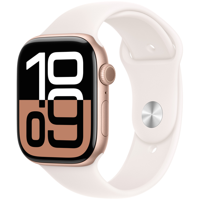 Apple Watch Series 10 GPS 46mm Rose Gold Aluminium Case with Light Blush Sport Band - S/M,Model A2999