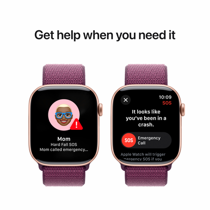 Apple Watch Series 10 GPS 42mm Rose Gold Aluminium Case with Plum Sport Loop,Model A2997