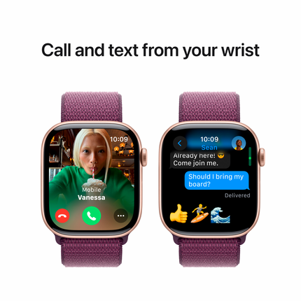 Apple Watch Series 10 GPS 42mm Rose Gold Aluminium Case with Plum Sport Loop,Model A2997