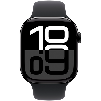 Apple Watch Series 10 GPS 46mm Jet Black Aluminium Case with Black Sport Band - S/M,Model A2999