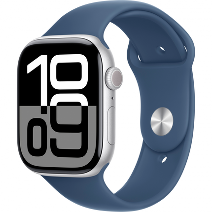 Apple Watch Series 10 GPS 42mm Silver Aluminium Case with Denim Sport Band - M/L,Model A2997