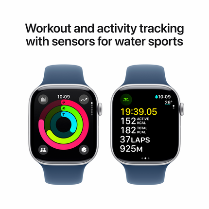 Apple Watch Series 10 GPS 42mm Silver Aluminium Case with Denim Sport Band - M/L,Model A2997
