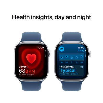Apple Watch Series 10 GPS 42mm Silver Aluminium Case with Denim Sport Band - M/L,Model A2997