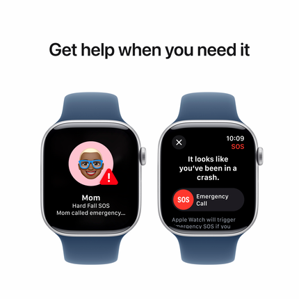 Apple Watch Series 10 GPS 42mm Silver Aluminium Case with Denim Sport Band - M/L,Model A2997