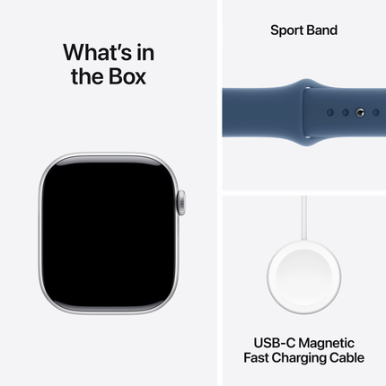 Apple Watch Series 10 GPS 42mm Silver Aluminium Case with Denim Sport Band - M/L,Model A2997