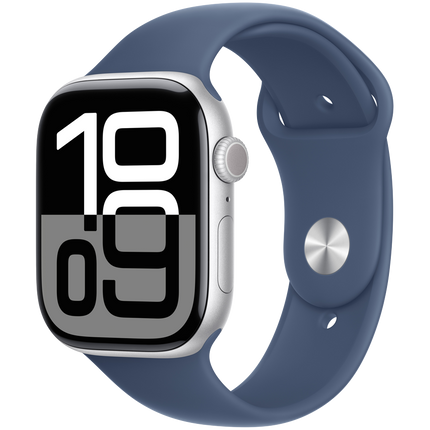 Apple Watch Series 10 GPS 42mm Silver Aluminium Case with Denim Sport Band - M/L,Model A2997