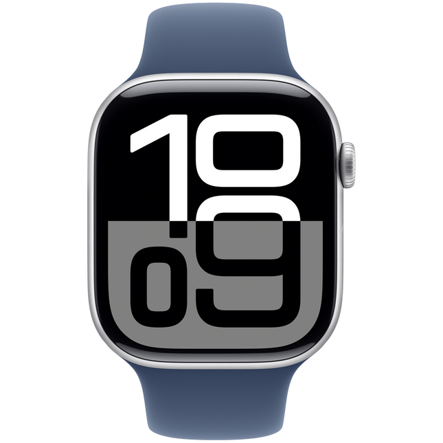 Apple Watch Series 10 GPS 42mm Silver Aluminium Case with Denim Sport Band - S/M,Model A2997