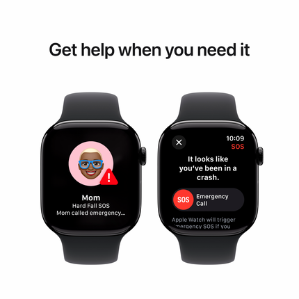 Apple Watch Series 10 GPS 42mm Jet Black Aluminium Case with Black Sport Band - S/M,Model A2997
