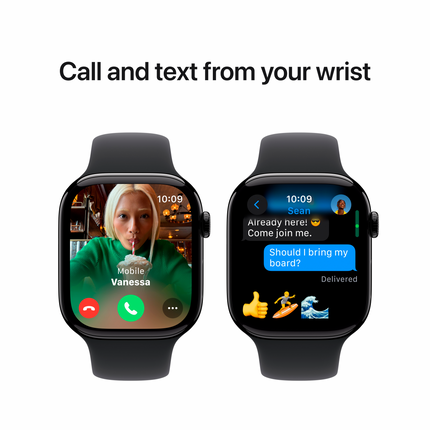 Apple Watch Series 10 GPS 42mm Jet Black Aluminium Case with Black Sport Band - S/M,Model A2997