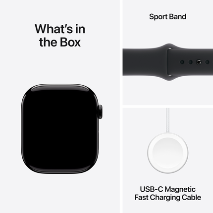 Apple Watch Series 10 GPS 42mm Jet Black Aluminium Case with Black Sport Band - M/L,Model A2997
