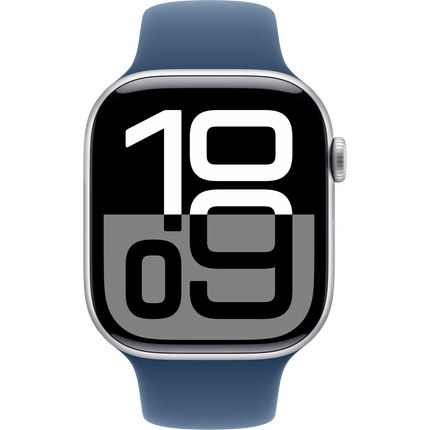 Apple Watch Series 10 GPS + Cellular 46mm Silver Aluminium Case with Denim Sport Band - S/M,Model A3003